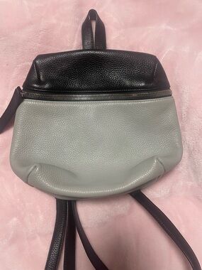 Kara Pebbled Leather Two-Tone Black and Light Gray Mini Backpack